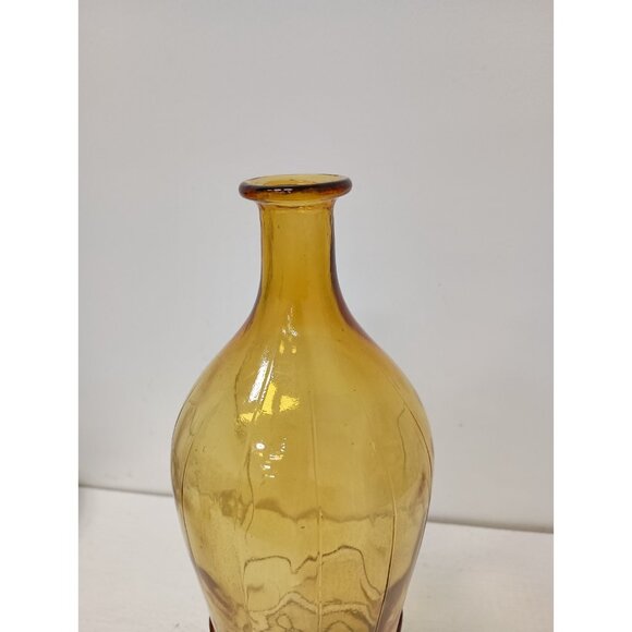 Vintage Empoli Italy Hand Blown Art Glass Amber Yellow Decorative Bottle MCM - Picture 3 of 7